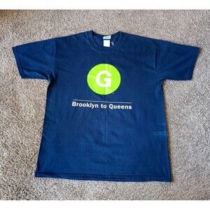 Vintage New York Subway Line T-Shirt Men's Size Large Graphic Navy Blue Shirt